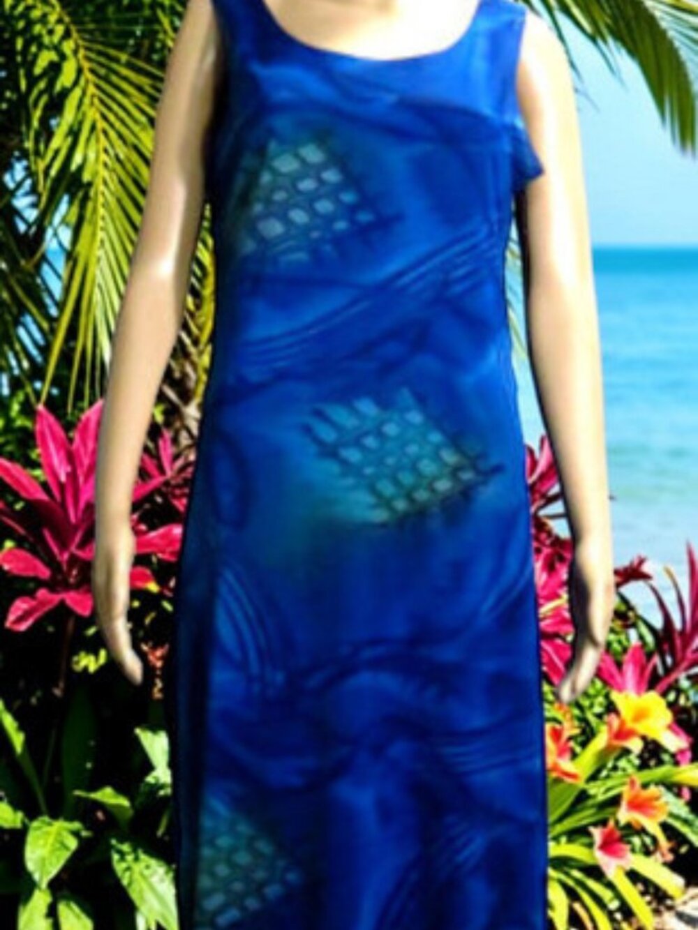 Long Blue Silky Maxi Dress